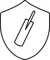 noir contour chauve souris avec bouclier icône ou symbole. vecteur