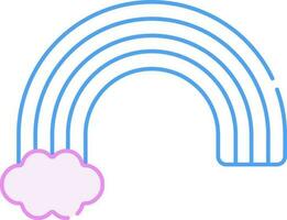 arc en ciel vague avec nuage bleu et rose accident vasculaire cérébral icône. vecteur