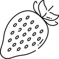 isolé fraise icône dans noir mince ligne art. vecteur