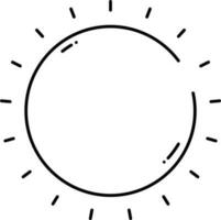 Soleil icône ou symbole dans noir contour. vecteur