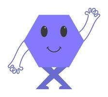 main en haut et vers le bas bleu hexagone dessin animé sur gris Contexte dans autocollant style. vecteur