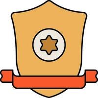 étoile bouclier avec Vide ruban icône dans Orange couleur. vecteur