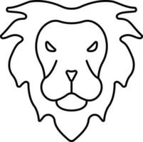 noir linéaire style dessin animé Lion visage icône. vecteur