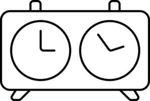 double l'horloge noir mince ligne art icône. vecteur