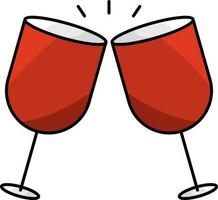 illustration de rouge Champagne des lunettes icône dans plat style. vecteur