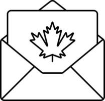 isolé érable feuille symbole sur enveloppe ou email carte icône dans mince doubler. vecteur
