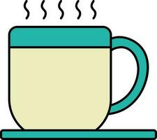 chaud thé ou café tasse plat icône dans sarcelle et Jaune couleur. vecteur