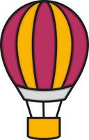 en volant chaud air ballon plat icône dans rose et Jaune couleur. vecteur