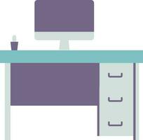 cactus plante avec bureau sur tiroir bureau violet et bleu icône. vecteur