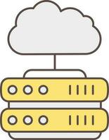 illustration de nuage connecté serveur Jaune ou gris icône. vecteur