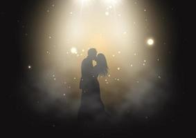 silhouette d & # 39; une mariée et le marié dansant sous les projecteurs vecteur