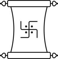 svastika symbole sur faire défiler papier icône dans noir linéaire art. vecteur