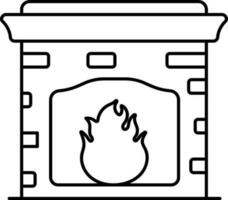 illustration de cheminée icône noir et blanc couleur. vecteur