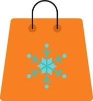 isolé flocon de neige achats sac plat icône dans Orange et bleu couleur. vecteur