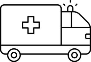 noir contour ambulance icône ou symbole. vecteur