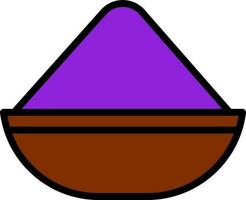 isolé violet gulal sec peindre poudre bol plat icône. vecteur