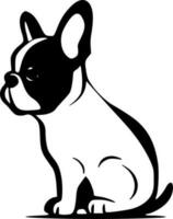 français bouledogue - noir et blanc isolé icône - vecteur illustration