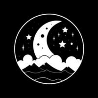 nuit ciel, noir et blanc vecteur illustration