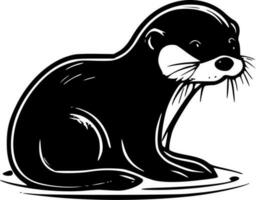 loutre - noir et blanc isolé icône - vecteur illustration