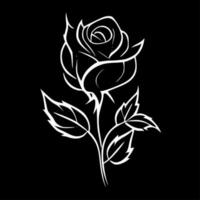 Rose - noir et blanc isolé icône - vecteur illustration