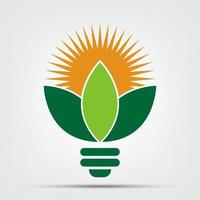 symbole écologie ampoule logos de vert avec le soleil et les feuilles élément de la nature vecteur