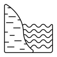 une magnifique conception icône de Montagne eau, linéaire conception vecteur