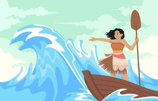 le aventures de une courageux fille à travers le océan Contexte vecteur
