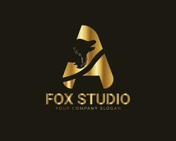 Renard studio logo, Renard studio logo, une lettre logo de Renard studio Renard et une lettre logo, d'or queue Renard avec une lettre initiale vecteur