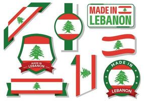 collection de fabriqué dans Liban badges Étiquettes Liban drapeaux dans ruban vecteur illustration gratuit vecteur