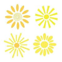 Facile Jaune Soleil ensemble vecteur illustration, mignonne été image pour fabrication cartes, décor, été et vacances conception pour les enfants