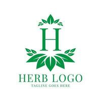 lettre h à base de plantes feuilles initiale vecteur logo conception