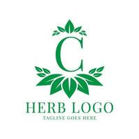 lettre c à base de plantes feuilles initiale vecteur logo conception