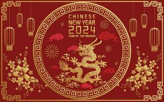 content chinois Nouveau année 2024 année de le chinois dragon zodiaque vecteur