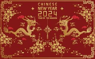 content chinois Nouveau année 2024 année de le chinois dragon zodiaque vecteur