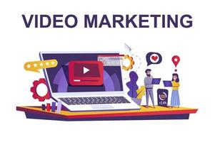 concept de web marketing vidéo dans un style plat vecteur