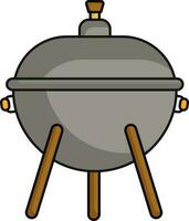 plat orgelet barbecue bouilloire icône dans gris et marron couleur. vecteur