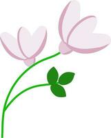 plat style fleur icône dans rose et vert couleur. vecteur