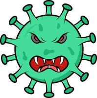 en colère virus émoticône ou symbole dans vert couleur. vecteur