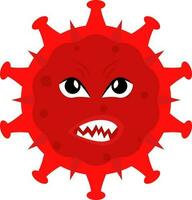 en colère virus émoticône dans rouge couleur. vecteur