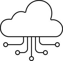 ligne art illustration de nuage l'informatique icône. vecteur