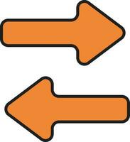 droite et la gauche La Flèche icône dans Orange couleur. vecteur