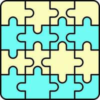 turquoise et Jaune scie sauteuse puzzle icône dans plat style. vecteur