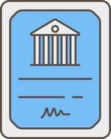 plat style banque document icône dans gris et bleu couleur. vecteur
