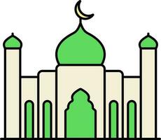 vert et Jaune illustration de mosquée plat icône. vecteur