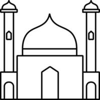 noir contour illustration de mosquée bâtiment icône. vecteur