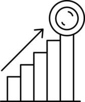 pièce de monnaie croissance bar graphique icône dans ligne art. vecteur