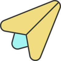 papier avion icône dans Jaune et turquoise couleur. vecteur