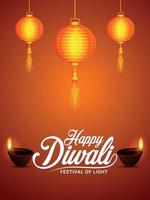 joyeux festival de diwali de flyer de célébration de la lumière vecteur