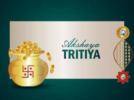illustration vectorielle akshaya tritiya avec pièce d'or avec boucles d'oreilles en or vecteur