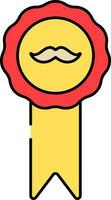 moustache symbole badge médaille rouge et Jaune icône. vecteur